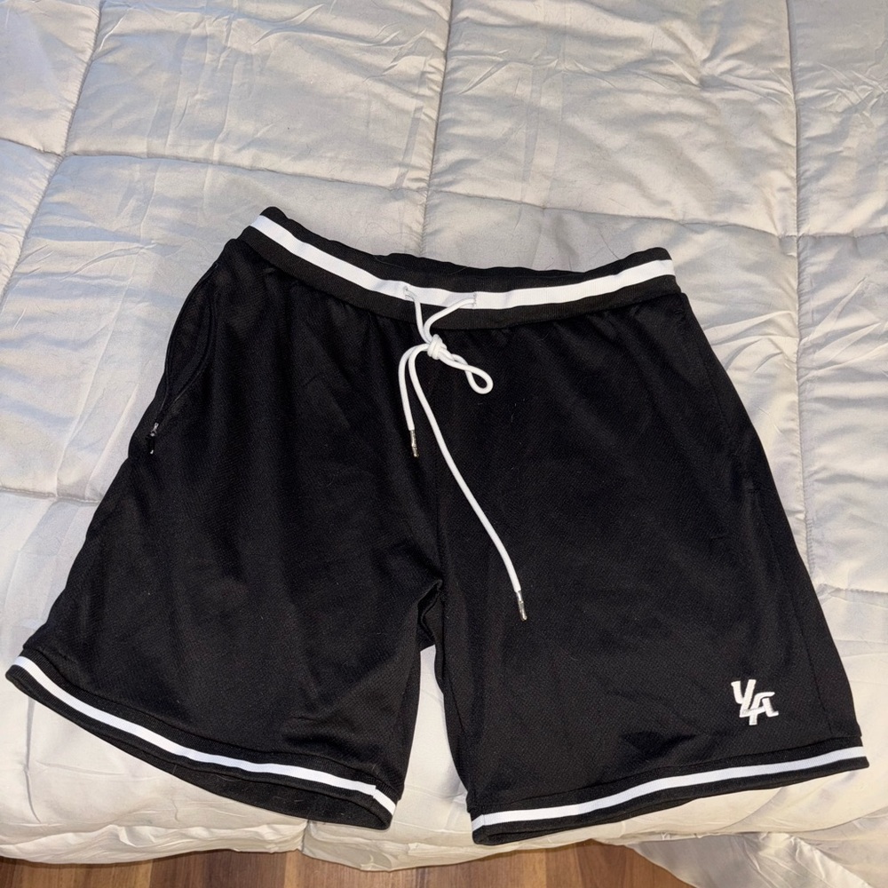 YoungLA Black and White Athletic Men Shorts
